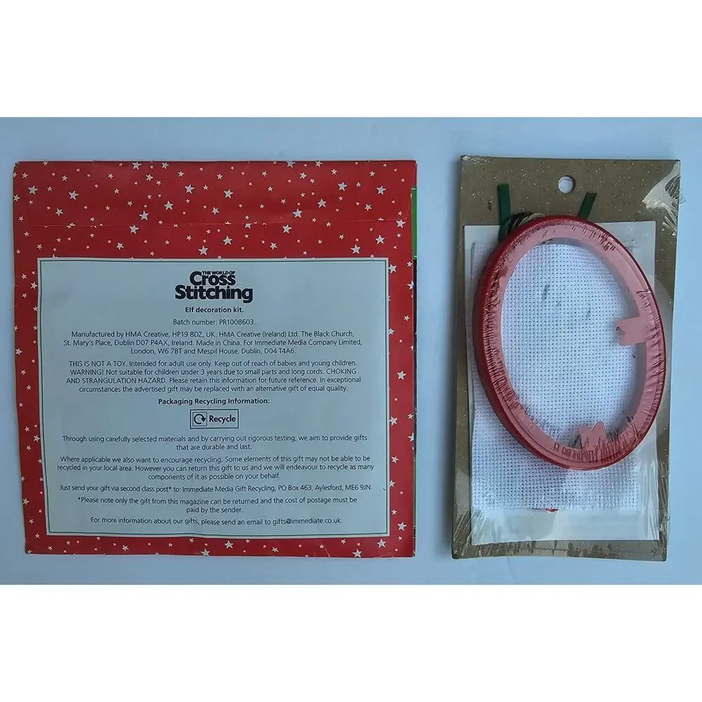 Lot of 2 CHRISTMAS Cross Stitch Kits Festive Elf Snowman Holiday Ornament GIFT